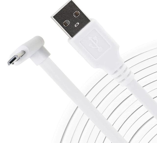 90 Degree L-Shape Connector Micro USB Right Angle Extension Charging Cable, 10ft Long White Extender