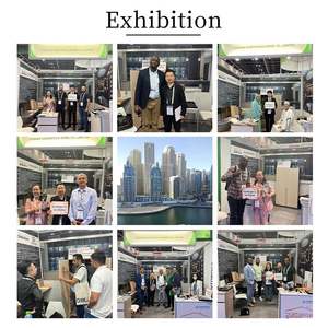 Scandinavian Design Brown Acrylic Kitchen <b>Cabinet</b> Two Tone Texture Wood Grain Joinery Set With Waterfall Island - Product Image 6