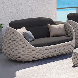 Ensemble de meubles de <span class=keywords><strong>jardin</strong></span> modernes imperméables pour balcon, <span class=keywords><strong>salon</strong></span> extérieur, chaise et canapé en corde tressée - Product Image 4