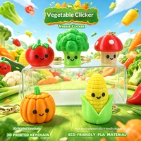 Porte-clés anti-stress en PLA imprimé en 3D, design mignon de dessin animé, en forme de légumes (tomate, brocoli, maïs, citrouille)