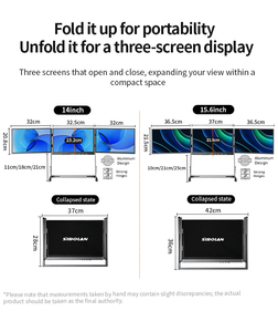 <span class=keywords><strong>Moniteur</strong></span> externe portable pliable en aluminium à triple écran, nouvelle version personnalisée 14 15,6 1080p FHD USB-C, configuration à un seul câble pour ordinateur portable - Product Image 2
