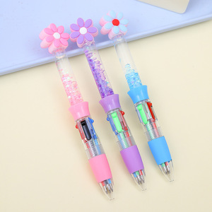 Stylo populaire personnalisé en forme de tournesol, mini stylo liquide scintillant 4 couleurs, cadeaux promotionnels de détail, cadeaux de fidélité client - Product Image 1