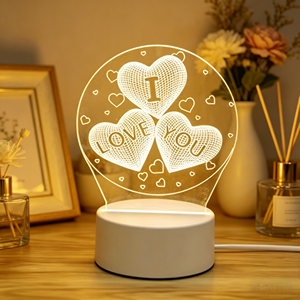 Lámpara LED de Noche con Ilusión 3D de Acrílico Personalizada, Lámparas de Anime con Forma de Corazón, Lámpara de Escritorio LED Moderna con Sensor, Decoración Inteligente de Acrílico - Product Image 3