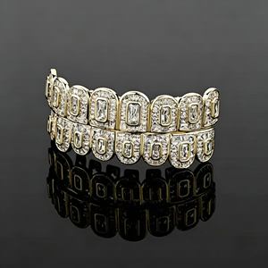 มอยส์ซอไนต์น้ำแข็งออกกริลส์แบบสั่งทำแท่งเงินตัดสดใส10K 14K 18K VVS ชุบทองฮิปฮอปเบอเรียลจิวเวอร์รี่ - Product Image 1