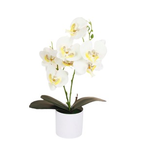 Orquídea Phalaenopsis Artificial Xiyin de 7 Flores en Maceta de Tela de Seda para Decoración del Hogar y Oficina - Product Image 5