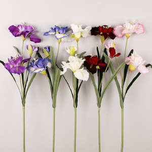 <b>Artificial</b> Iris Flowers Plastic Silk Single <b>Stem</b> White Red Pink Purple Blue Wedding Home Decor Table Setting - Product Image 1
