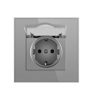 Enchufe impermeable de estilo europeo de 82 mm IP44 con panel de vidrio y cubierta para instalación oculta - Product Image 2