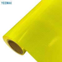 Película Reflectante de Grado Diamante OEM de 1.22m*45.7m, Adhesivo Fuerte, Lámina Reflectante Prismática Amarilla para Señales de Tráfico
