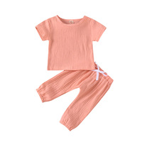 Ensemble de vêtements en coton pour enfants de 3 à 12 ans, t-shirt et pantalon en lin, nouveauté Offre Spéciale