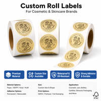 Autocollants personnalisés durables en vinyle adhésif imperméable pour pots, étiquettes en rouleau pour parfums, contenants alimentaires, bouteilles, verre