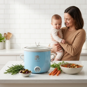 Wholesale <strong>Electric</strong> Mini <strong>Slow</strong> <strong>Cooker</strong> 100W Digital Timer Control Auto Keep Warm Ceramic Inner Iron Outer Pot Glass Lid Household - Product Image 1