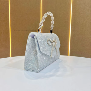 High-end Polyester Clutch <b>Bag</b> With <b>Sequin</b> Bow Design Magnetic Buckle Closure European-American Style Tanjing - Product Image 2