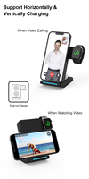 YFZN chargeur sans fil 3 en 1 15W Station de charge sans fil à charge rapide pour Samsung pour Google pour HUAWEI Watch