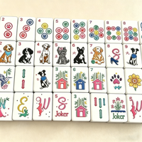 Meilleur de sa catégorie : Jeu de Mahjong américain de luxe en acrylique bleu, 160 tuiles, 4 couches, thème maison pour animaux de compagnie (chiens et chats)