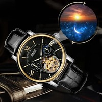 NESUN 9091 Herren Tourbillon Automatik Skelett Mechanische Sportuhr Lederarmband 3BAR Wasserdicht Edelstahlgehäuse