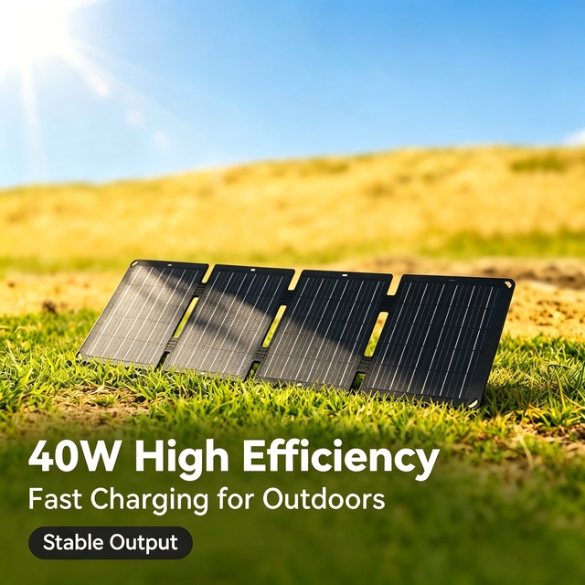 40W Foldable Monocrystalline Solar Panel USB Type-C Portable Outdoor Camping Solar Charger