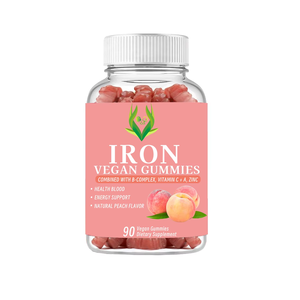 High Quality Best Selling Iron Vegan Gummies Peach Flavor Dietray <b>Supplement</b> Boost Immunity and Help Blood Flow Circulation - Product Image 1