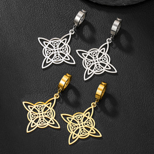 Clip-on <b>Earrings</b> Geometric Celtic <b>Knot</b> Design Silver Tone Fashion Jewelry Gift Women's <b>Earrings</b> - Product Image 5