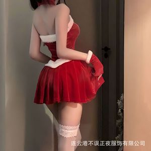 Christmas-themed sexy lingerie set, red dress, women's ascetic nightgown uniform set, qqny - Product Image 5