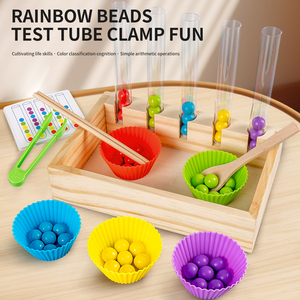 Puzzle Montessori Tube Clips Perles <span class=keywords><strong>Jeux</strong></span> Arithmétiques Jouets en bois <span class=keywords><strong>Maternelle</strong></span> Intelligence Éducation précoce Jouet de comptage pour enfants - Product Image 2