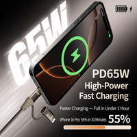 Câble USB C 4 en 1, charge rapide 65W, double type C, tressé, PD 27W, multifonction, cordon de charge pour voiture, pour téléphone, tablette