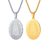 Collier en acier inoxydable Vierge del Valle, pendentif médaille religieuse catholique Vierge Marie, bijoux en gros