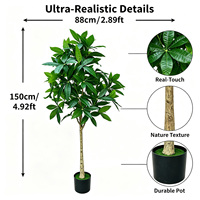 Arbre à monnaie artificiel luxueux et écologique de 150 cm, plante artificielle Pachira Aquatica en pot pour restaurant, café, devanture de magasin, entrée