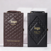 Boîte à vin rectangulaire en cuir PU de luxe personnalisable de haute qualité avec poignée et boucle, emballage portable et écologique pour l'industrie des boissons
