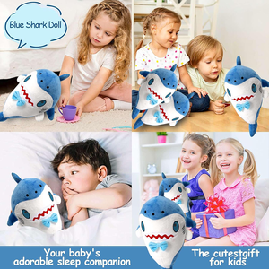 Adorable peluche <span class=keywords><strong>requin</strong></span> douce avec nœud papillon, design de personnage de dessin animé pour la décoration de chambre d'enfant et les jeux - Product Image 4