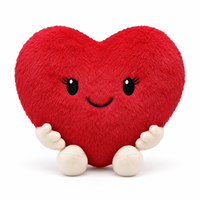 Peluche en forme de cœur rouge avec mains et pieds crème, souriant, cadeau personnalisé pour la Saint-Valentin, coussin anti-stress, taille personnalisable