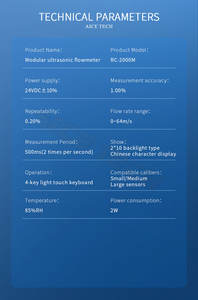 <span class=keywords><strong>D</strong></span>ébitmètre à ultrasons à pince Aice Tech RC-2000M en acier inoxydable très durable, OEM, précision +/-1%, <span class=keywords><strong>d</strong></span>ébit 0-10 m/s - Product Image 6