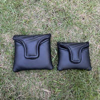 Housse de protection pour putter de golf, carrée ou semi-circulaire, en cuir PU noir et blanc, avec doublure en polaire pour la protection de la tête du club