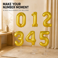 Ballon Chiffre Doré 40 Pouces en Gros, Marque ML Durable, Idéal pour Décoration de Fête d'Anniversaire, En Stock