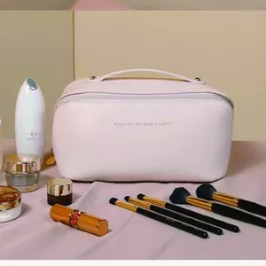 Tas kosmetik perjalanan kulit Pu wanita kapasitas besar tas kosmetik perjalanan kapasitas besar tas Makeup kosmetik
