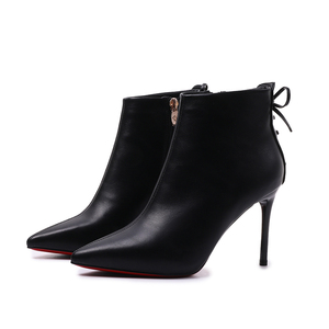 Botines Cortos Blancos con Tacón Fino y Punta Puntiaguda para Mujer, Estilo Francés, Novedad de Invierno 21, con Lazo en el Tobillo - Product Image 6