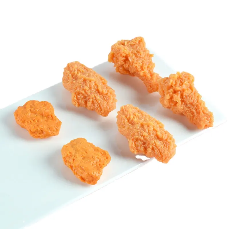 Giả thực phẩm chiên gà Nugget hiển thị Prop mô phỏng bắt chước cánh gà đùi mô hình Keychain