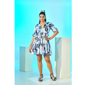 Robe courte imprimée à volants pour femme, mignonne, tendance, pour l'été, les fêtes et les occasions décontractées - Product Image 4