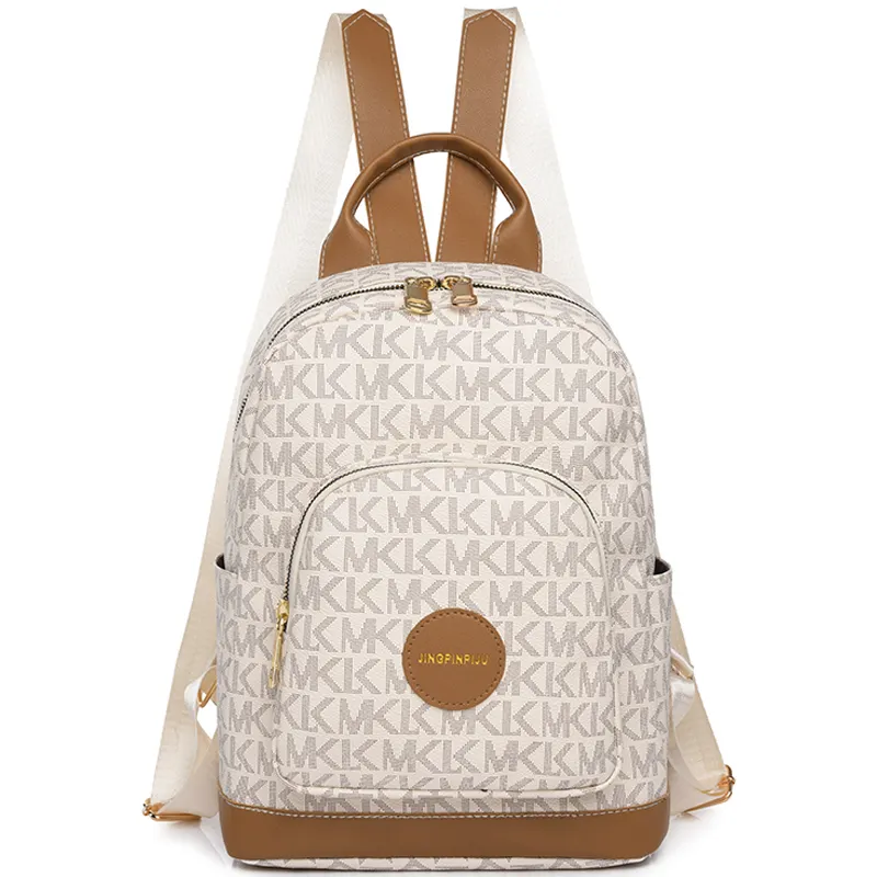 Large Capacity Anti Theft Anti Splash Backpack Premium High Quality PU School Bag New Famous Women's Retro Print Design Backpack