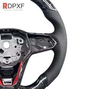 พวงมาลัยรถยนต์ RDPXF สำหรับ Volkswagen VW Golf <span class=keywords><strong>8</strong></span> Mk7 Mk8 GTI 7R คาร์บอนไฟเบอร์ หนังแท้ ทรงสปอร์ต D/Flat/<span class=keywords><strong>F1</strong></span> ขนาด 50 มม. จับกระชับมือ ใช้ได้กับรถยนต์ทั่วไป - Product Image 3