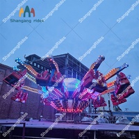Manège à sensations fortes Crazy Flying pour 24 personnes, avec rotation et saut, lumières LED RGB et musique, attraction de parc d'attractions