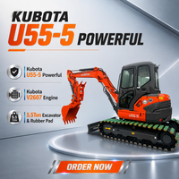 98% Baru 100% Asli Jepang U55-5 Mini Excavator 5.5T Bekas Berkualitas Tinggi Dengan Thumb & Rubber Pad & Hydraulic Hitch Harga Murah Ready Stock