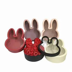 Transparent PVC Rabbit Shape Chocolate Rose Box Candy Surprise Box