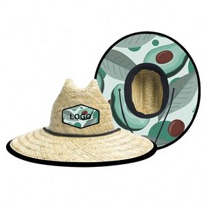 Logotipo personalizado de fábrica Summer Seaside Mexico Flag Print Surf Hat Hombres Salvavidas naturales Sombreros de paja para hombres - Product Image 6