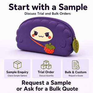 Silicone Pencil Case Cute Purple Berry Zipper Pouch with Custom Logo and Packaging Options for Small Brands Sample Inquiry - Product Image 6