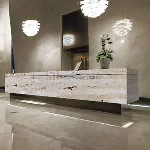 Mostrador de Recepción Personalizado de Mármol Natural de Lujo, Color Emperador Oscuro, para Salón de Belleza u Hotel - Product Image 4