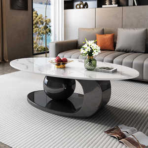 Bàn cà phê đá, sang trọng nhẹ, bàn góc tối giản, bàn trà hiện đại, hộ gia đình cỡ nhỏ, Bàn Cạnh hình bầu dục - Product Image 2