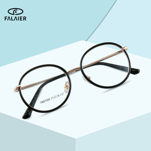 กรอบแว่นตา FalaiEr ทรงกลม วัสดุ TR90 ป้องกันแสงสีฟ้า สำหรับทุกเพศ ขาแว่นโลหะแบบสปริง ขนาด 51 มม. - Product Image 1