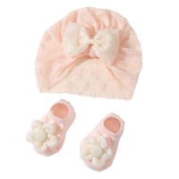 Nouvelle mode transfrontalière Asie du Sud-Est : Ensemble bandeau et chaussettes décoratifs en maille, faits main, avec nœuds et paillettes pour enfants