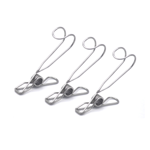 Pinzas para ropa de Metal de acero inoxidable, resorte de torsión colgante, agarre suave, ganchos - Product Image 3