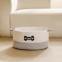 Panier de rangement en corde de coton tressée pour jouets de chien avec poignée, organisateur de jouets pour chiots, paniers de rangement pour jouets et couvertures pour tous les animaux de compagnie